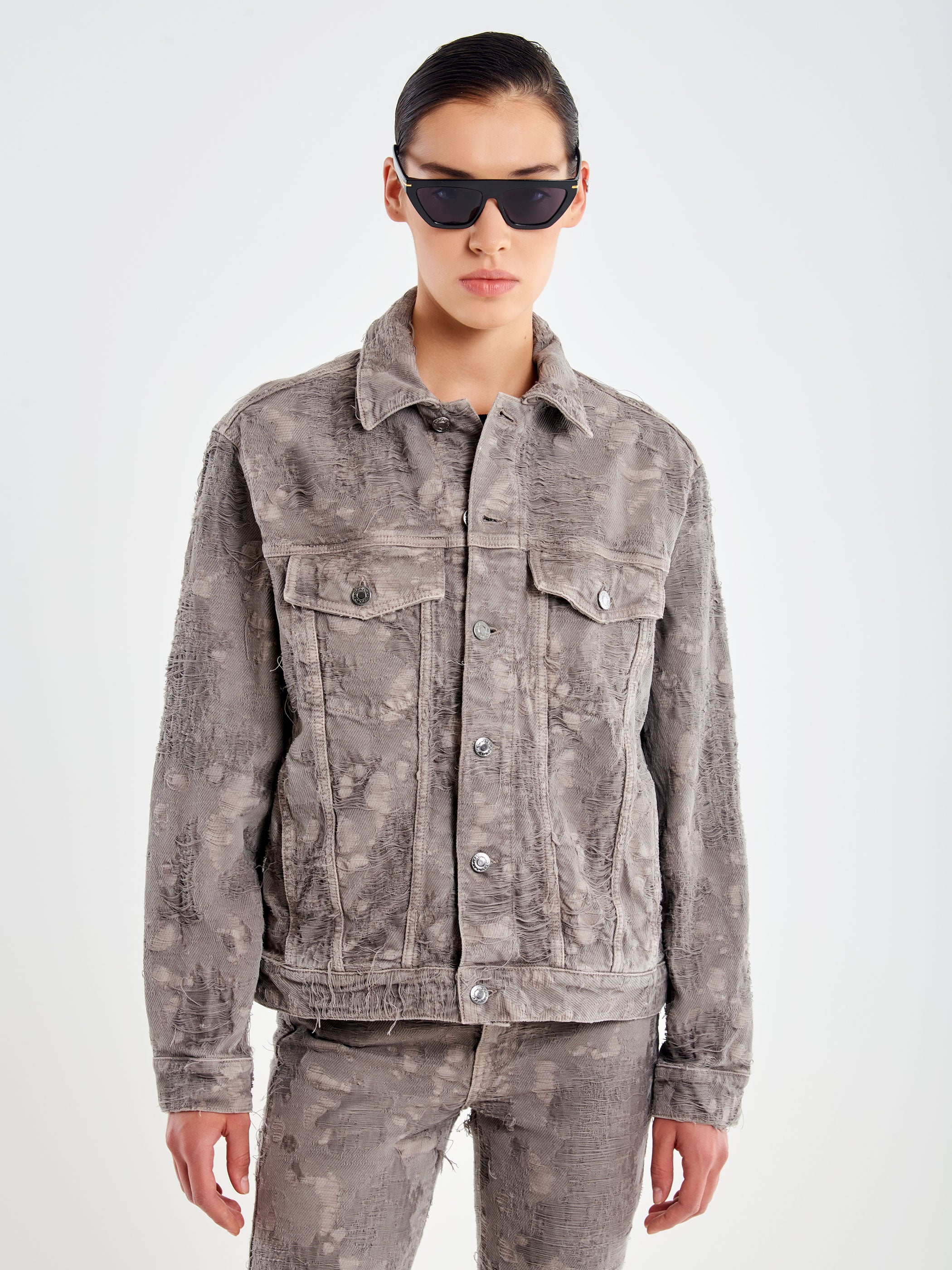 Frayed-Effect Denim Jacket