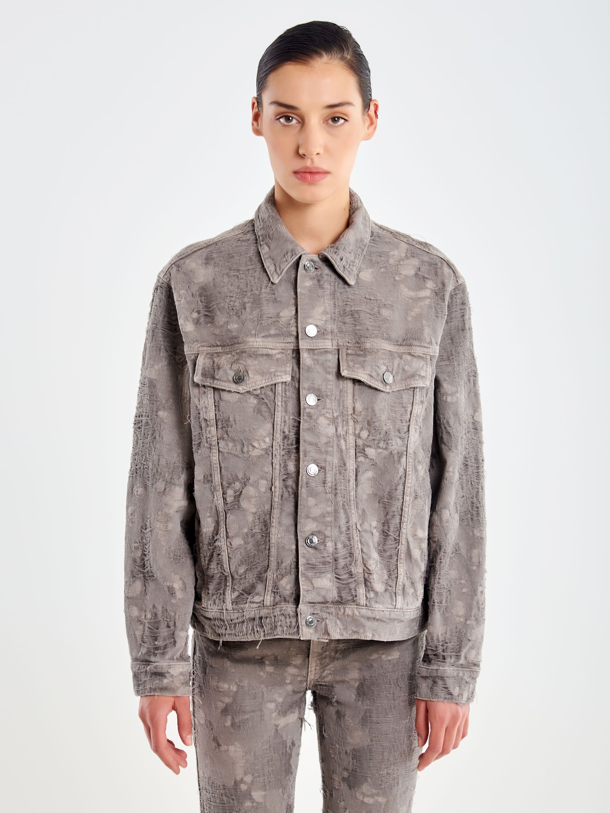 Frayed-Effect Denim Jacket