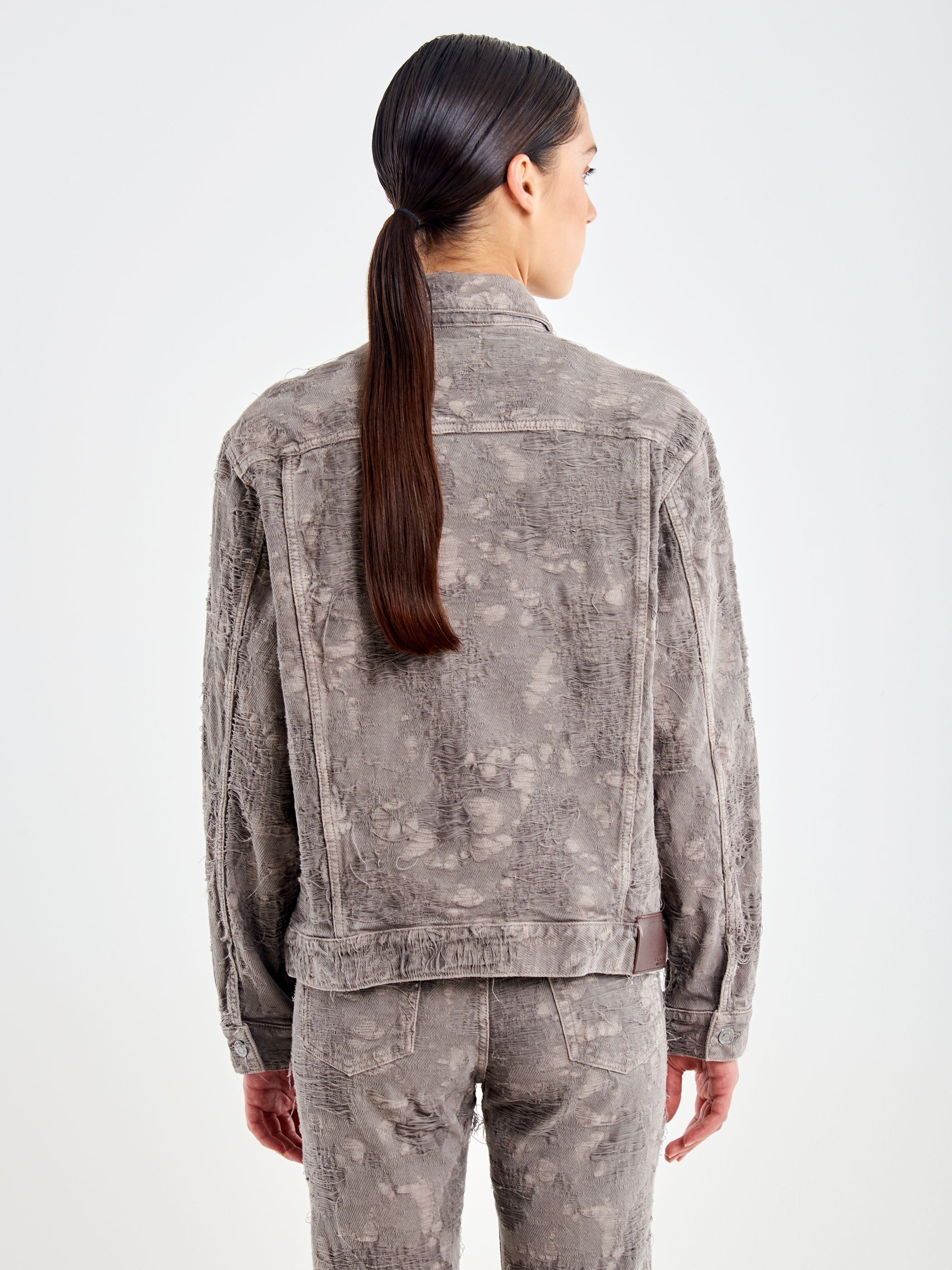 Frayed-Effect Denim Jacket