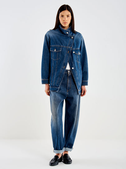 Oblique Cut Denim Jacket